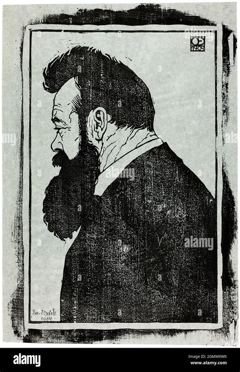 Ferdinand Hodler 1853 1918 Swiss Painter Woodcut Portrait Print By