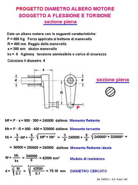 Albero Motore Soggetto A Flessione E Torsione Calcolare Il Diametro D