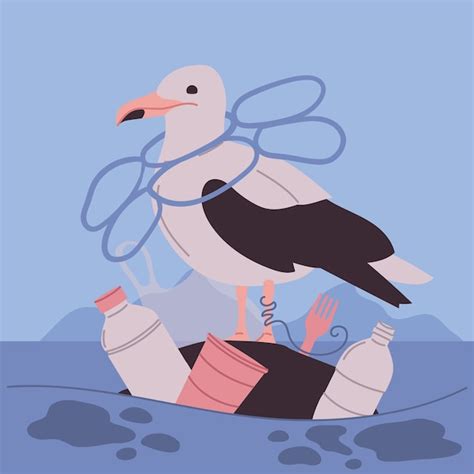 Free Vector Hand Drawn Ocean Plastic Pollution Illustration