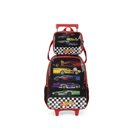 Mochila Escolar Hot Wheels Dawgzilla D Rodinhas E Lancheira Maxtoy