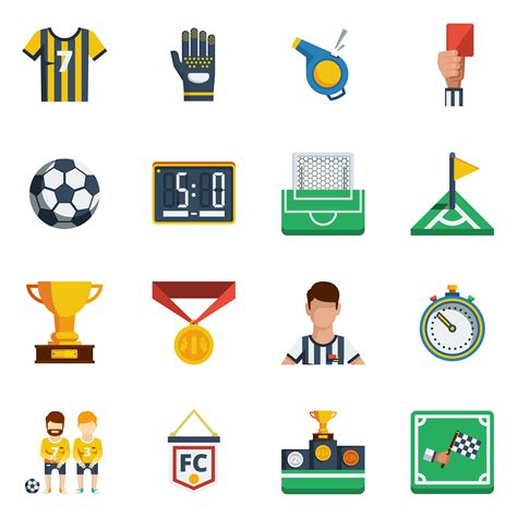 Soccer Flat Icon Set Vector Art At Vecteezy