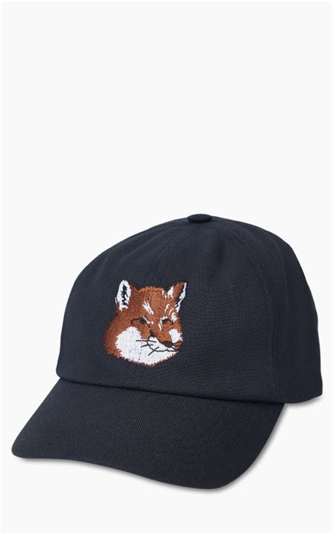 Maison Kitsun Large Fox Head Embroidery P Cap Navy Cultizm