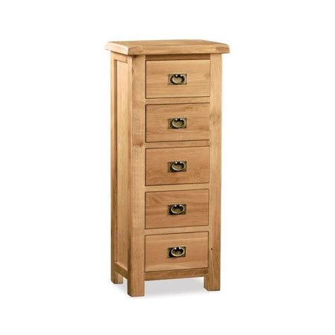 Salisbury Oak 5 Drawer Tallboy Chest Martins Furniture