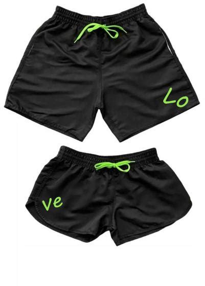 Kit Short Casal Moda Praia Moz O Bermuda Love Combinando Hyve Moda