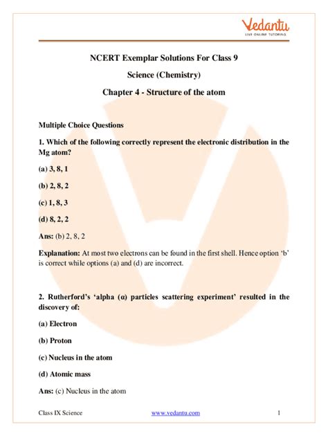 Fillable Online Structure Of An Atom Exemplar Pdf Access Answers To