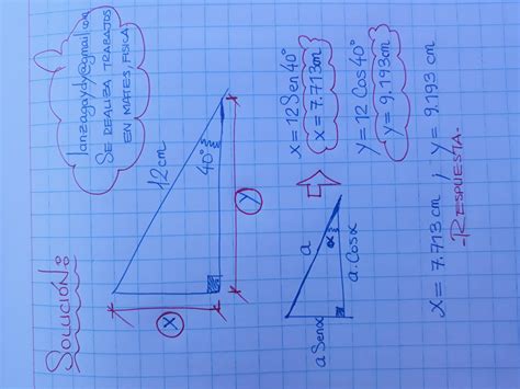 un triangulo rectángulo tiene una hipotenusa de 12 cm y uno de sus