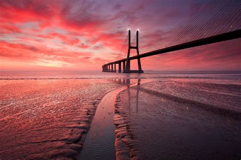 Wallpaper Sunlight Sunset Sea Shore Sand Reflection Sky Beach