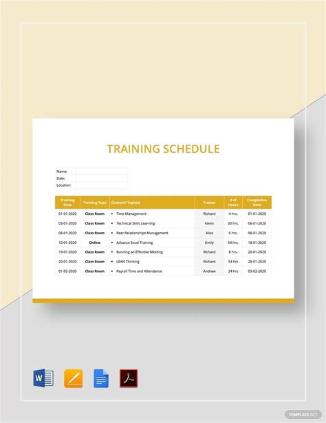 Training Schedule Templates in Word - FREE Download | Template.net