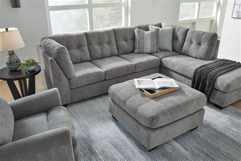 Milo Grey 2-Piece Sectional with Right Arm Facing Chaise + Ottoman