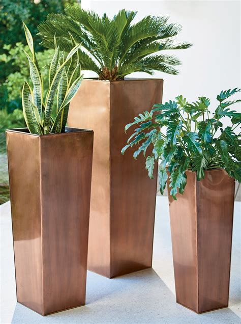 Stainless Steel Tall Tapered Planter Grandin Road Planters