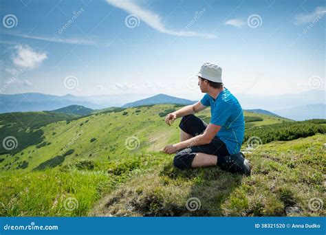 Hiker Takes Rest during Hiking Stock Photo - Image of hike, people ...