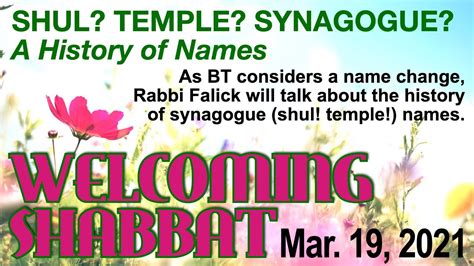 Welcoming Shabbat March 19 2021 Youtube