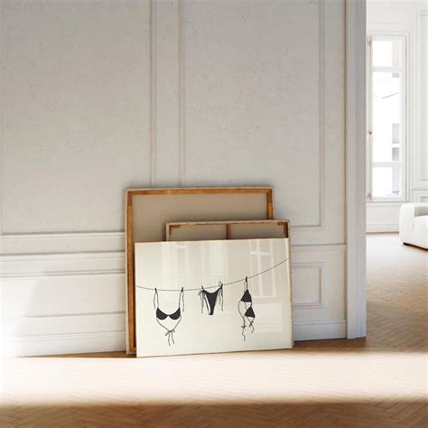 Vintage Bikini Set Summer Poster Meet Me At The Beach Decor Bikini Hand Drawn Poster Bathing