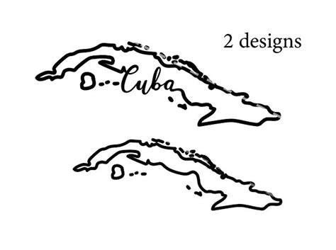 Cuba Cursive Outline SVG, Cuba Vector Outline, Cuba Design, Country Svg, Cuba Shape Svg, Cuba ...