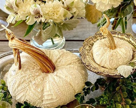 Fall Wedding Centerpiece White Pumpkins Embellished Velvet Etsy