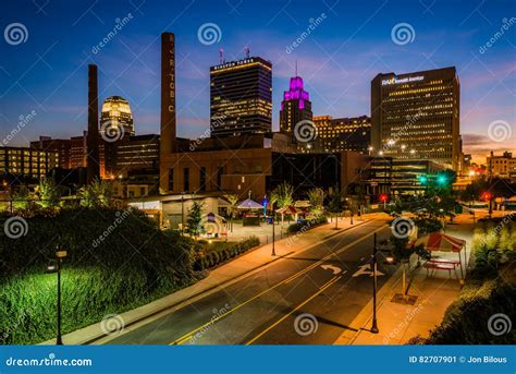 View of the Skyline at Night, in Winston-Salem, North Carolina ...