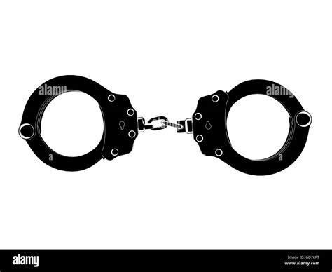 Black And White Iconic Handcuffs Illustration Isolated On A White