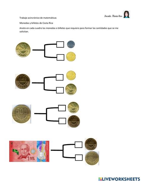 Monedas Y Billetes De Costa Rica Interactive Worksheet Evaluaciones