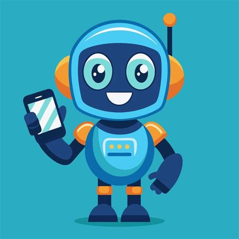 синий робот с сотовым телефоном с изображением робота на нем | Премиум ...