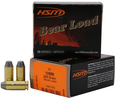 Hsm 10mm9n20 Bear Load 10mm Auto 200 Gr Lead Round Nose Flat Point 20