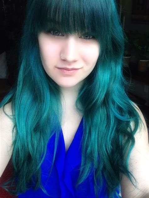 My Teal Hair Dyed With Manic Panic Voodoo Blue Manic Panic Voodoo