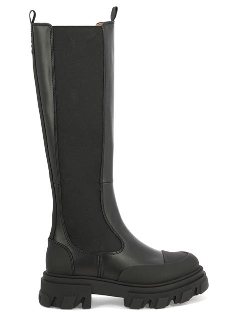 Ganni Chelsea Knee High Boots In Black Lyst