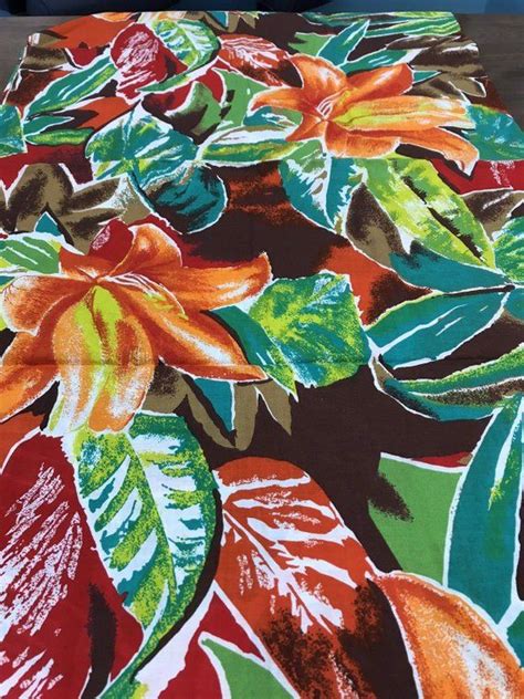 Vintage Hawaiian Fabric Tropical Material Floral Bright 275 Etsy