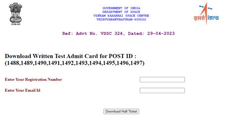 ISRO VSSC Recruitment Admit Card 2023 Technician B Draughtsman B