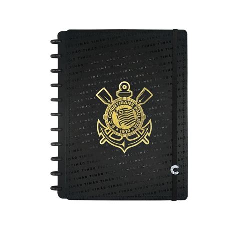 Caderno Inteligente Corinthians Fiel Timão Ci Preto Tamanho Grande de