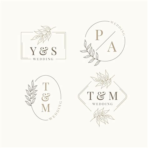 Paquete De Monogramas De Boda De Dise O Plano Lineal Vector Gratis