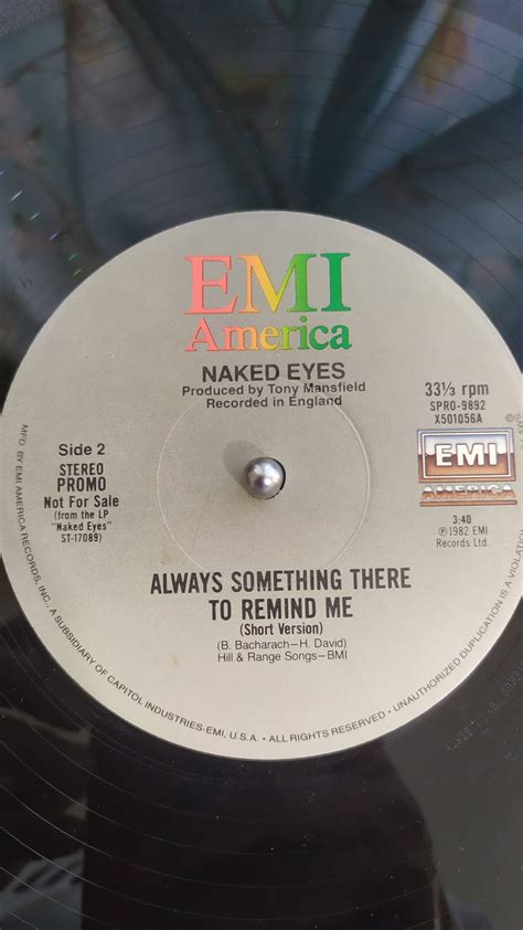 For Sale Vinyl Record Naked Eyes Always Something There To Remind