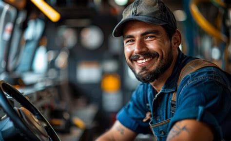 Un Hombre Sonriente Con Una Camisa Azul Y Un Sombrero Est Sentado En