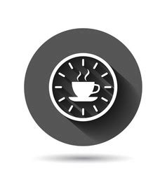 Coffee Break Icon In Flat Style Clock With Tea Vector Image