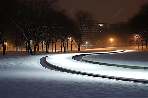 Night Scene Day Snow City Park Background, Streetlight, Street Tree ...