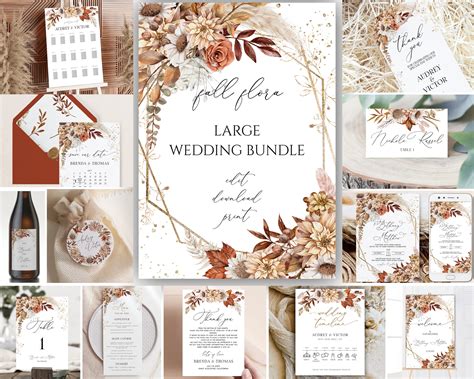 Plantillas Para Invitaciones A Bodas De Otoño Plantilla De Tarjeta