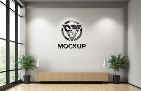 Premium Psd Minimalist Company Wall D Black Logo Mockup