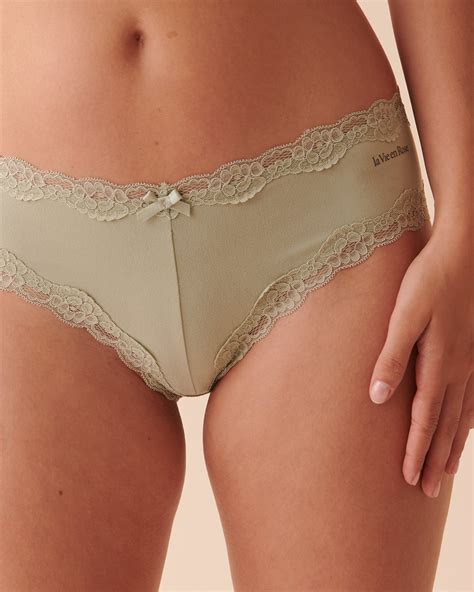 Super Soft Lace Detail Cheeky Panty Soothing Sage La Vie En Rose