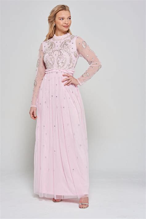 Anita Pink Embellished Maxi Dress Frock And Frill