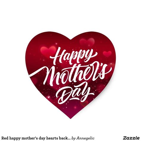 Red Happy Mothers Day Hearts Background Heart Sticker Zazzle