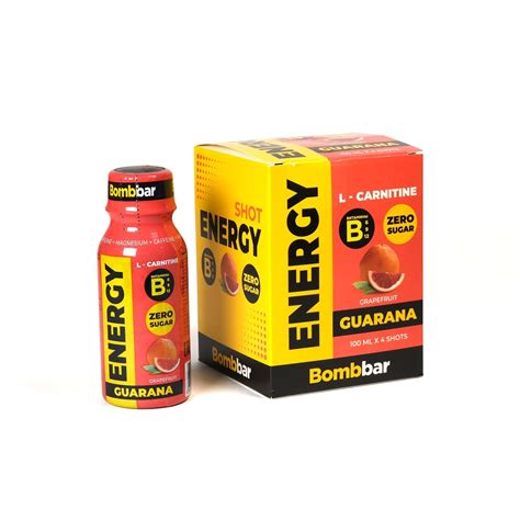 BOMBBAR Напиток L-карнитин с гуараной шоты Грейпфрут 100мл,4шт ...