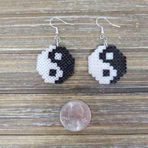 Ying And Yang Earrings Perler Bead Earrings Bit Jewelry Geometric