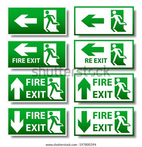 Green Fire Exit Sign Shadow Stock Vector (Royalty Free) 197800394