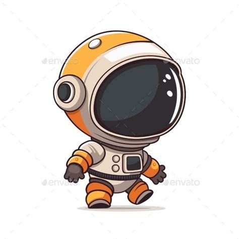 Cute Cartoon Astronaut Isolated on White