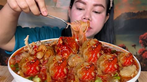 Nikmat Nya Bakso Tenis Urat Sapi Telor Kuah Pedas Pake Soun Mukbang