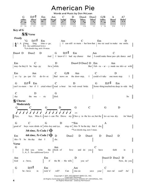 American Pie by Don McLean - Guitar Lead Sheet - Guitar Instructor