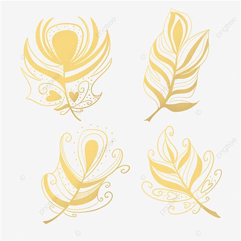 Beautiful Feathers Hd Transparent Beautiful Golden Hollow Feathers