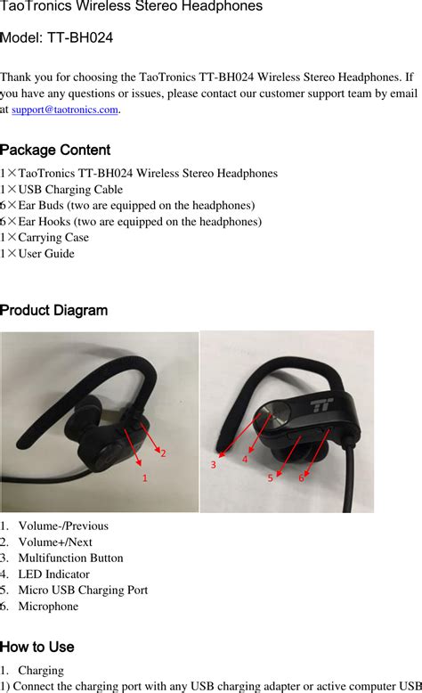 Sunvalleytek Tt Bh A Bluetooth Stereo Headphones User Manual