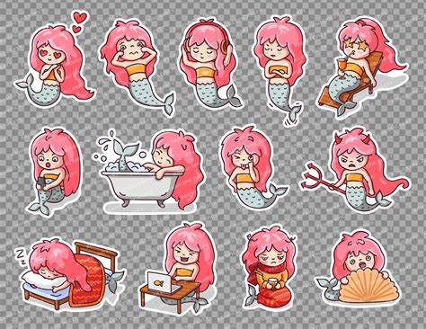 Little Mermaid Printable Stickers Kawaii Digital Stickers Etsy