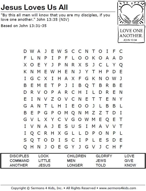 Jesus Loves Us All Word Search Jesus Loves Us Jesus Loves Bible