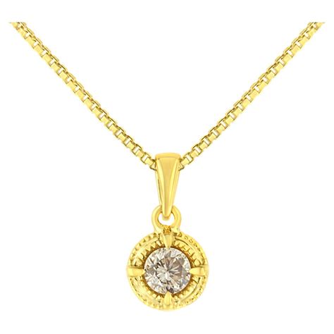 Yellow Gold Plated Sterling Silver 12 Carat Diamond Solitaire Pendant